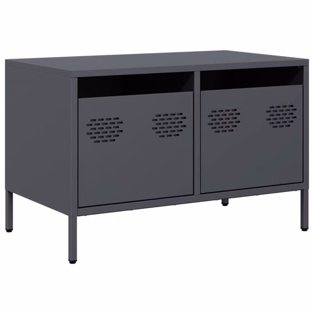 Berkfield Home Anthracite TV Cabinet in Matt Charcoal Cold-rolled Steel W: 68 cm, D: 39 cm, H: 43.5 cm – 3