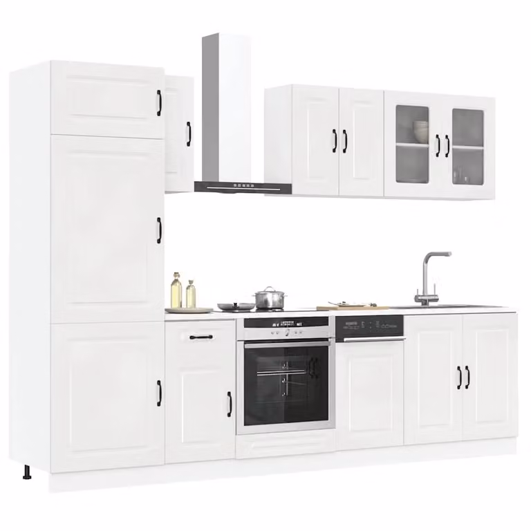 Berkfield Home Kalmar 8 Piece High Gloss White Kitchen Cabinet Set
