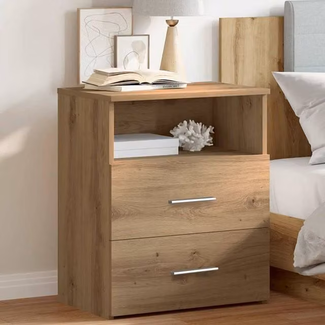 Berkfield Home Artisan Oak Stylish Bedside Cabinet in Brown, W/D/H: 50 x 32 x 60 cm