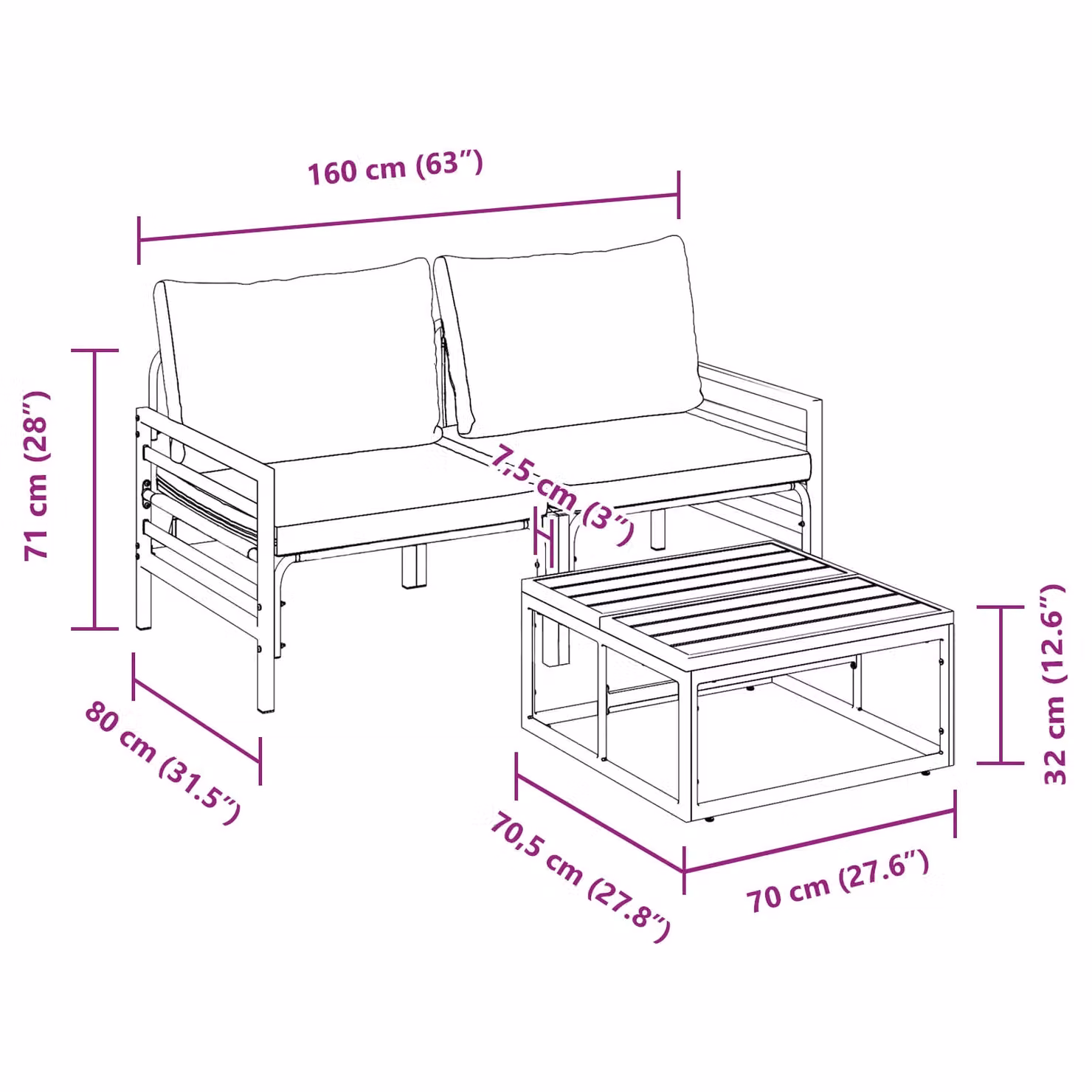 Berkfield Home 3 Piece Anthracite Garden Sofa Set with Powder Coated Steel Frame and Cushions – 6