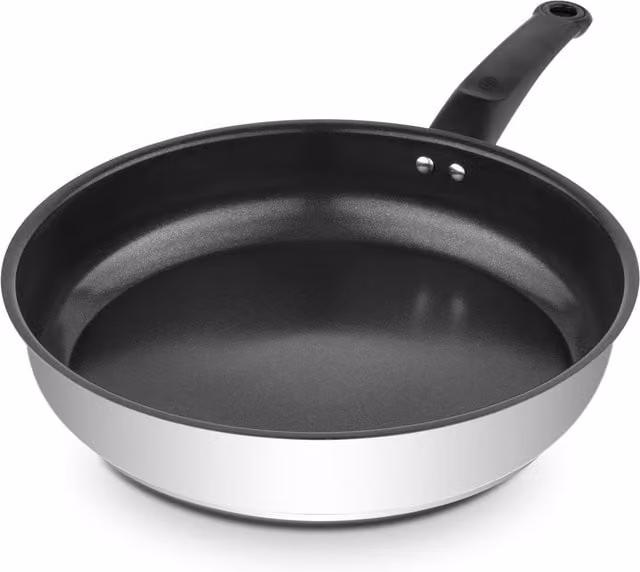 Swan Ceramic Frying Pan, Silver and Black, 28 cm