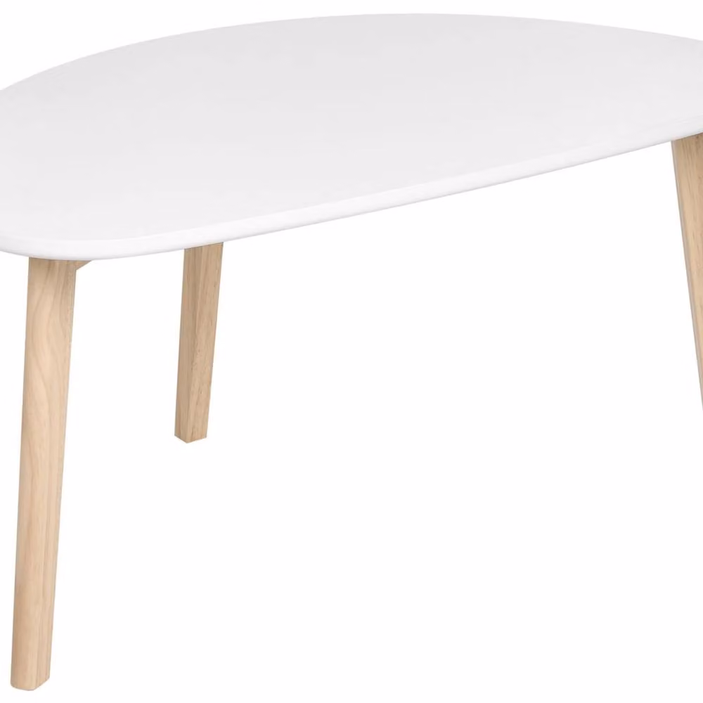 Wyld and Coco Small Oval Coffee Table with White Laminated MDF Top and Pine Wood Legs – 2
