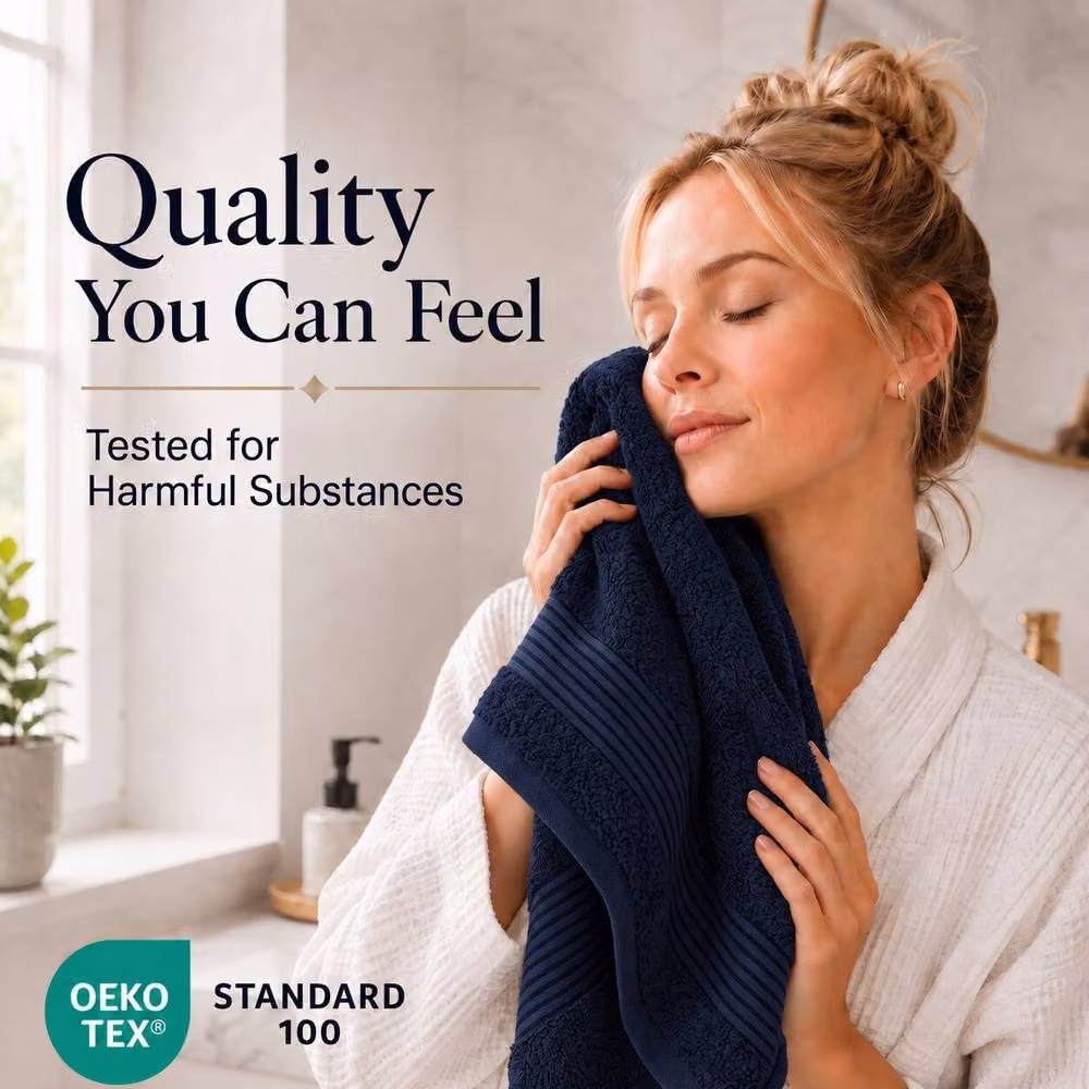 Pamposh Blue Cotton Bath and Hand Towel Set of 4, 500 GSM – 3