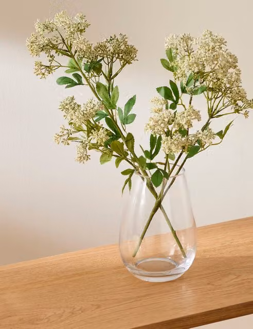 M&S Medium Teardrop Glass Vase in Clear Transparent