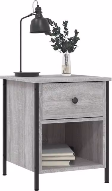 Berkfield Home Durable Bedside Cabinet in Grey Sonoma, W/D/H: 40 x 42 x 50 cm