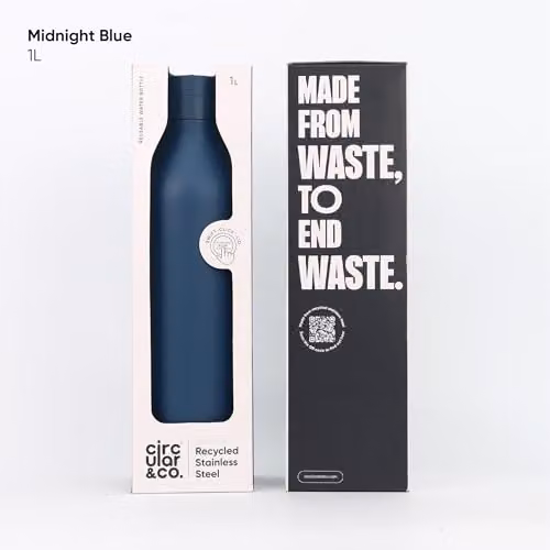Circular&Co Recycled Stainless Steel Water Bottle, 1 l, Blue, Leakproof and BPA Free – 2