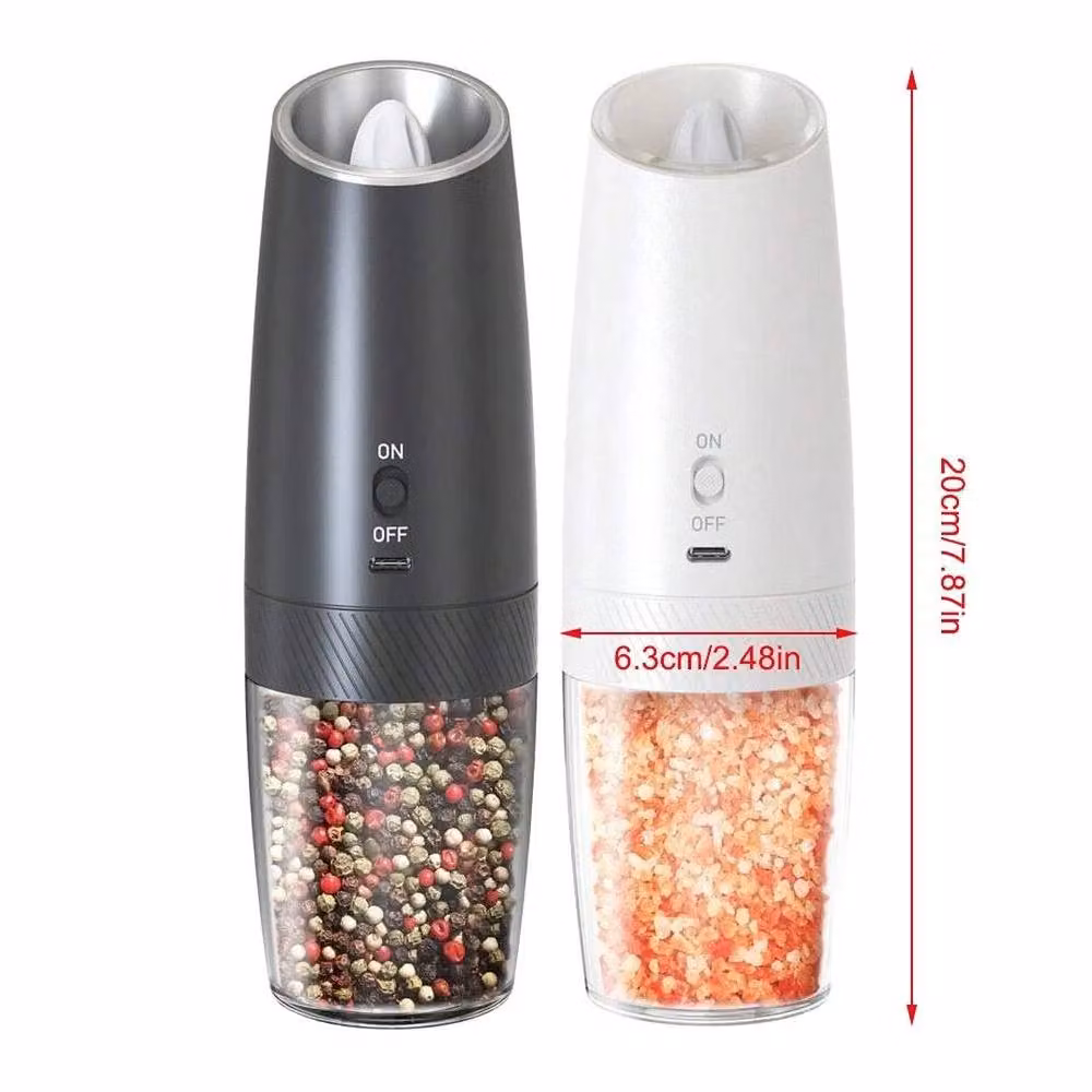 Kelvenix Gravity Electric Salt and Pepper Grinder Set, Black and Multicolour, USB Rechargeable, 100 ml – 2