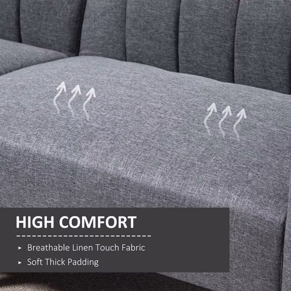 STILVORA 3 Seater Grey Fabric Sofa Bed with Split Backrest and Adjustable Headrests – 4