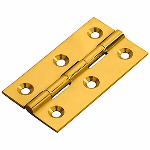 Loops Pair of Polished Brass Screw-On Cabinet Hinges for Small Cupboard Doors, W/D/H: 64 x 35 x 2 mm