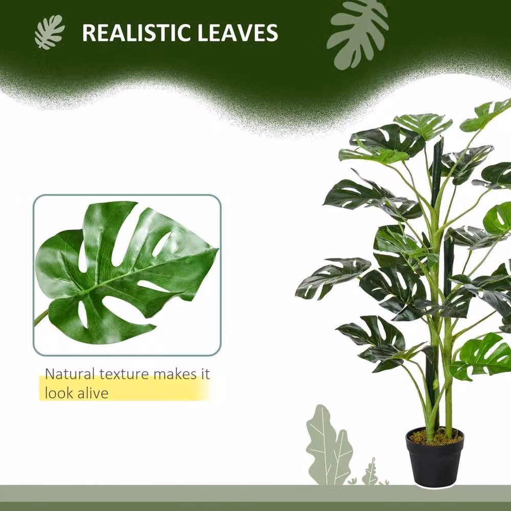 NESTLUNE Green Artificial Monstera Tree, Height: 100 cm, Width: 15 cm – 3