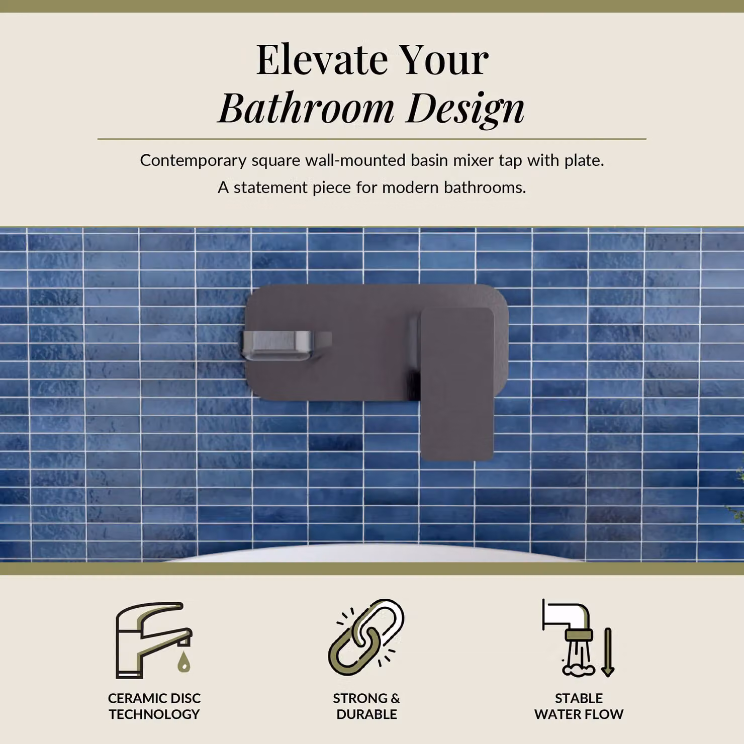 Balterley Wall Mounted Two Handle Basin Mixer Tap with Back Plate in Brushed Pewter Silver – 2