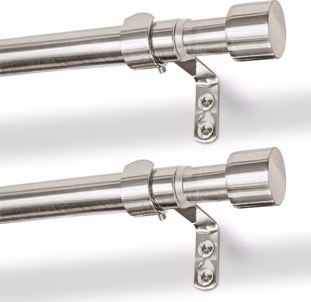 Harbour Housewares Pack of 2 Extendable Metal Curtain Pole Kit in Silver, 77 to 250 cm