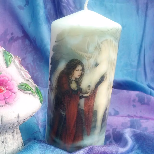 Viki Fairy and Unicorn Candle in White and Multicolour