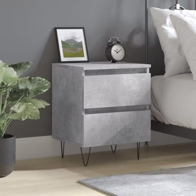 Berkfield Home Bedside Cabinet in Concrete Grey, W/D/H: 40 x 35 x 50 cm