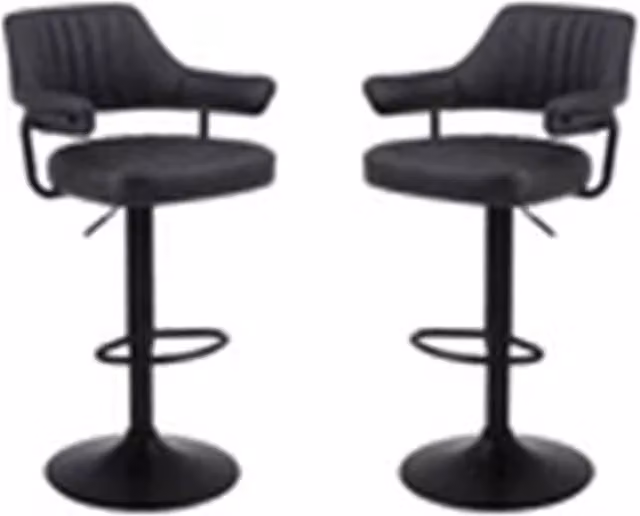 Nordara Black-2 X Plush Black Bar Stools with Faux Leather and Metal Design, Height: 100 cm – 1