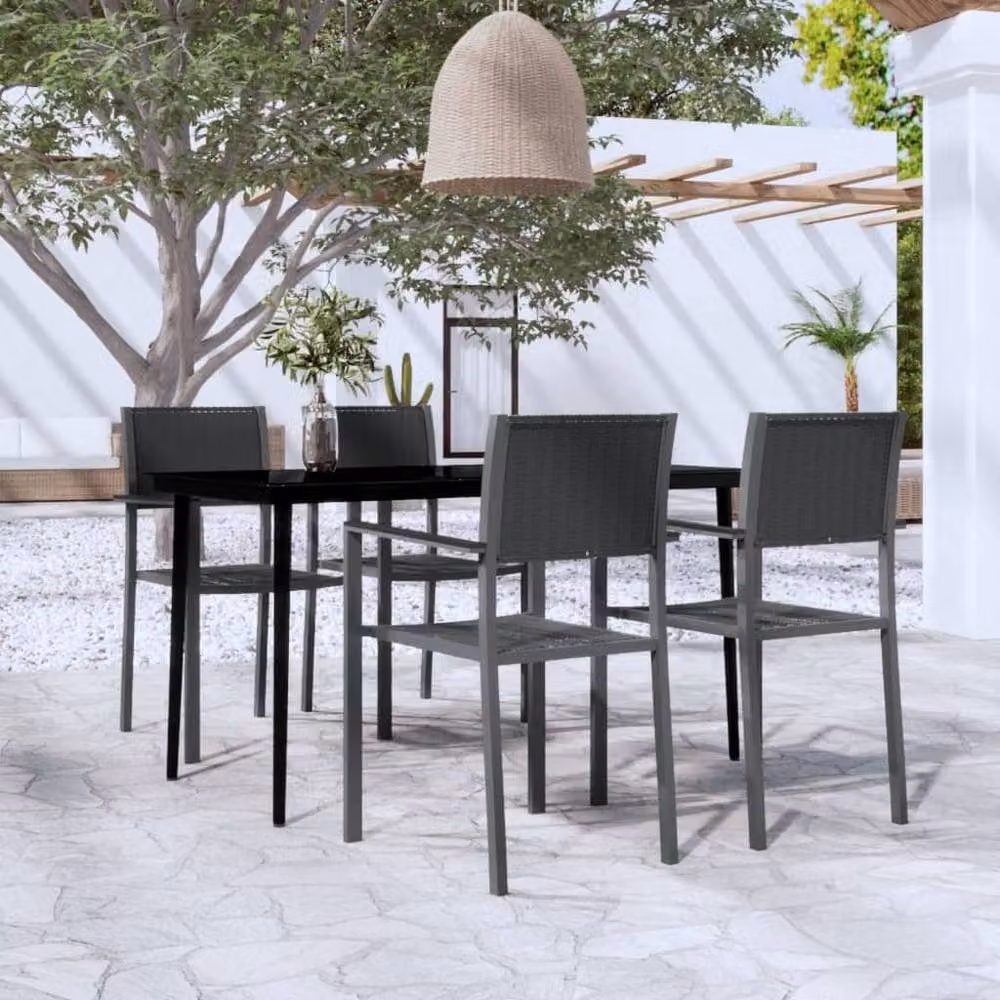 Berkfield Home 5 Piece Modern Garden Dining Set in Black – 2