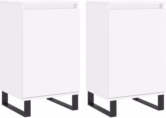 Berkfield Home Set of 2 Modern White Sideboards in Matt Engineered Wood, W/D/H: 40 x 35 x 70 cm – 1