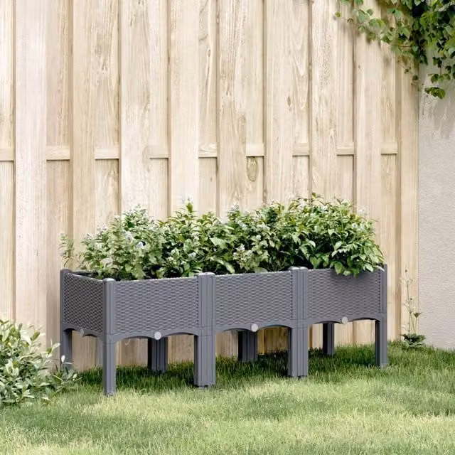 Berkfield Home Garden Planter with Legs in Blue and Grey, W/D/H: 120 x 40 x 42 cm – 1
