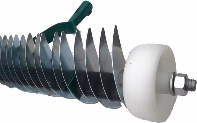 SolaDirect Manual Lawn Aerator Scarifier Head and Dethatching Rake in Silver and Wood