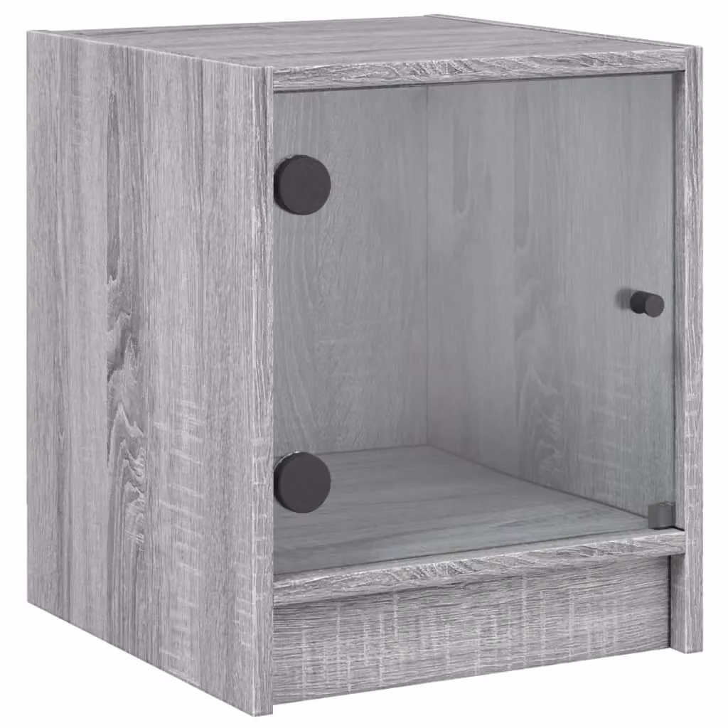 Berkfield Home Bedside Cabinet with Glass Door in Grey Sonoma, W/D/H: 35 x 37 x 42 cm – 2