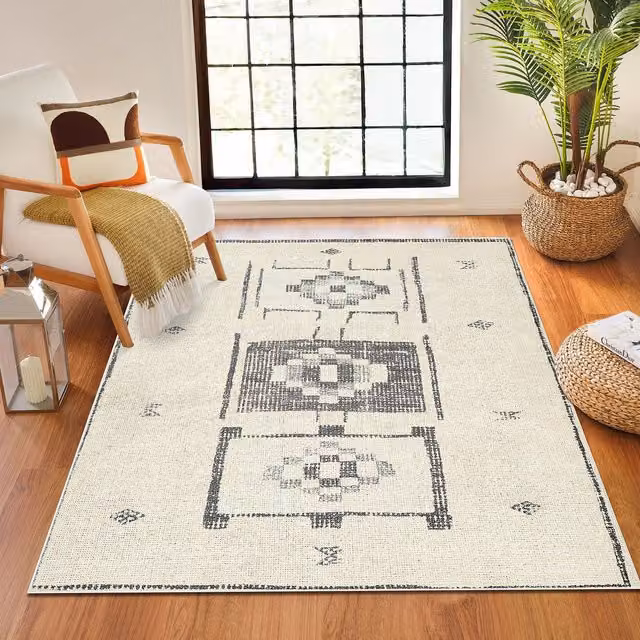 Livabliss Solana-Global Ethnic Hand-Knotted Rug in Orange and Black, W: 200 cm, D: 275 cm