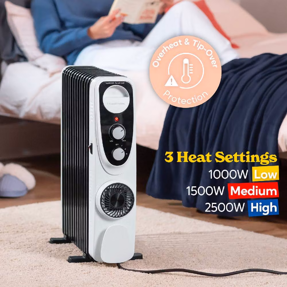 Russell Hobbs 2500W 13 Fin Oil Filled Radiator White RHOFR2403 – 6