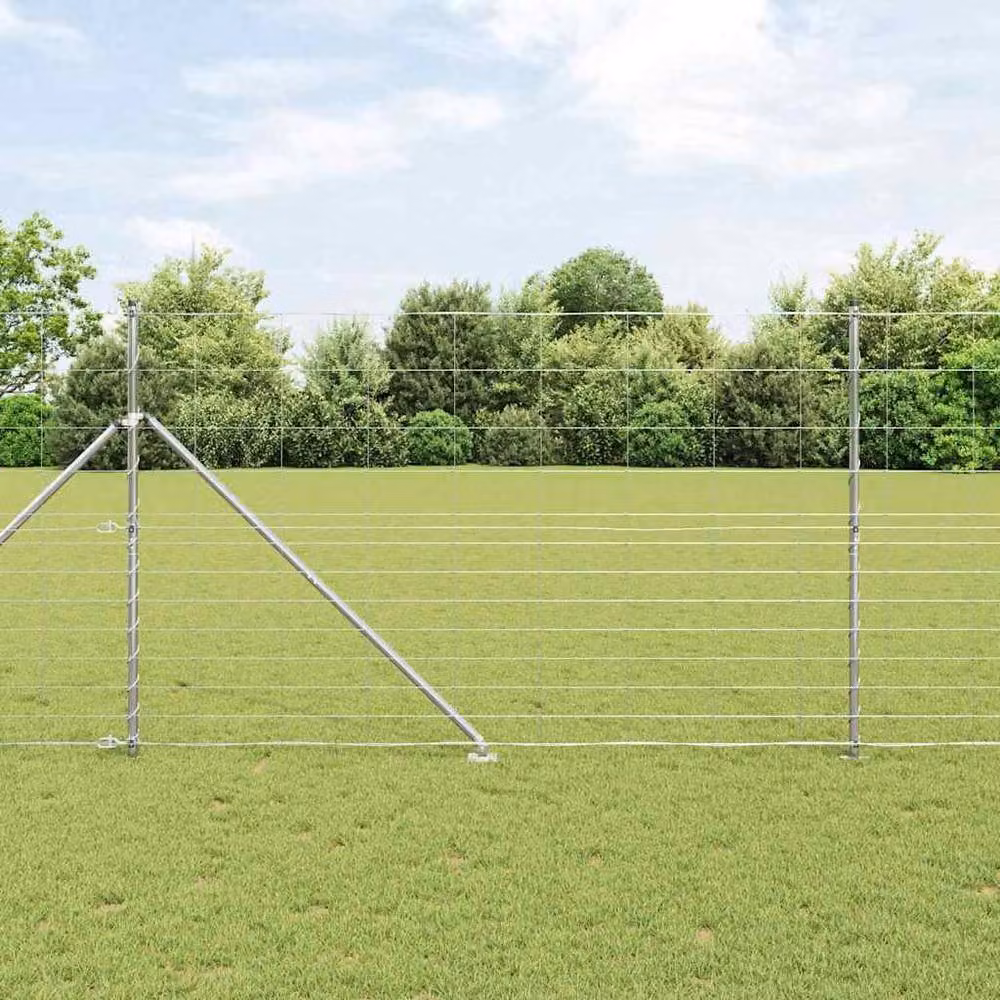 Berkfield Home Modern Field Fence, Galvanised Steel, Silver, H: 1.5 m x W: 25 m – 2