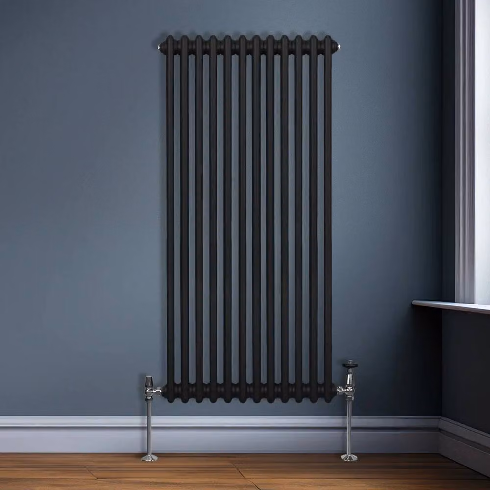 Monstershop Traditional 2 Column Steel Radiator in Black, H: 150 cm, W: 56.2 cm, D: 7 cm – 4