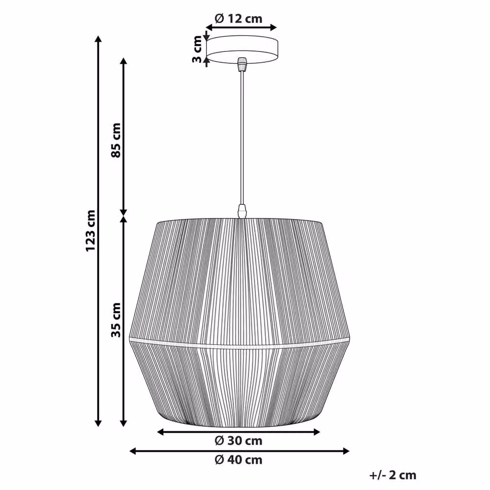 Wyld and Coco Black Pendant Lamp with Adjustable Cord and Paper Rope Shade – 3