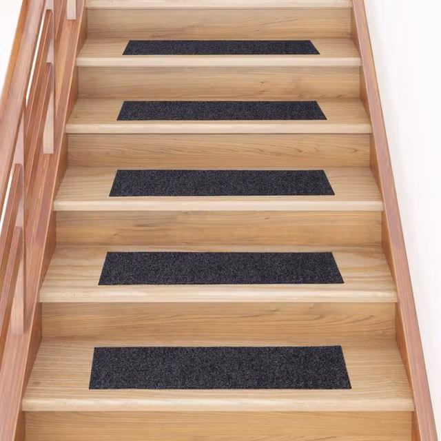 Berkfield Home Self-adhesive Rectangular Stair Mats, 15 Pieces, Grey, W: 76 cm x D: 20 cm – 1