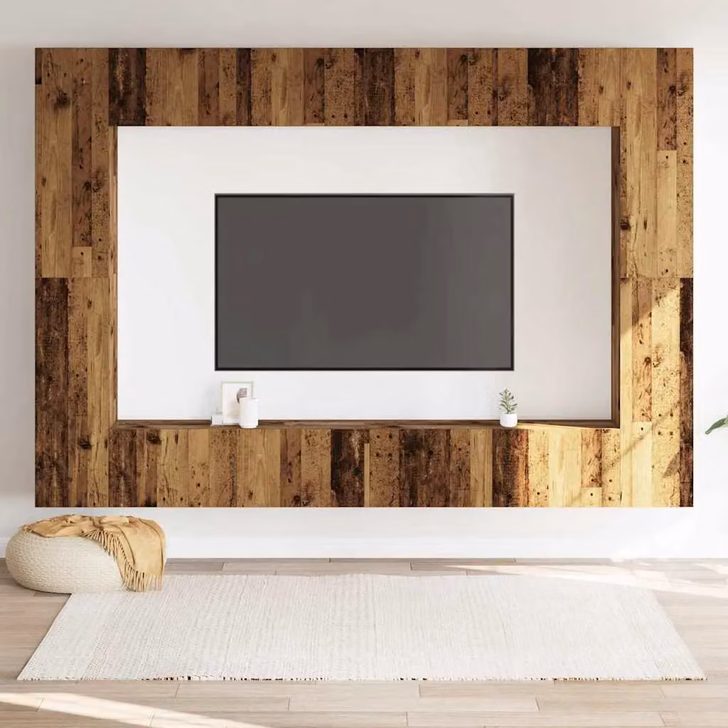 Berkfield Home 8-Piece Modern Wall Mounted TV Cabinet Set in Brown Old Wood Engineered Wood – 2