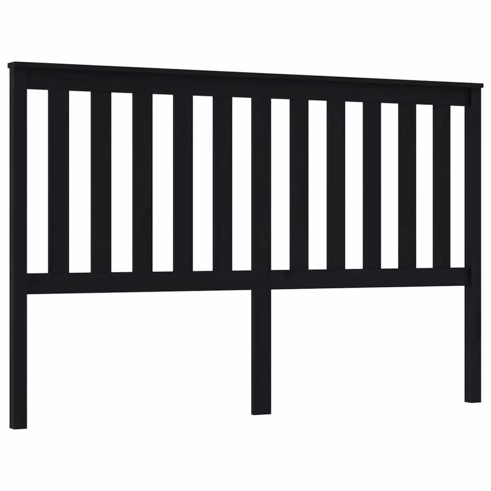 Berkfield Home Beautiful Black Solid Pine Wood Bed Headboard W/D/H: 166 x 6 x 101 cm – 3