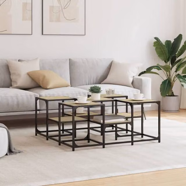 Berkfield Home Sonoma Oak Decorative Coffee Table, Brown, W/D/H: 91 x 91 x 40 cm – 1