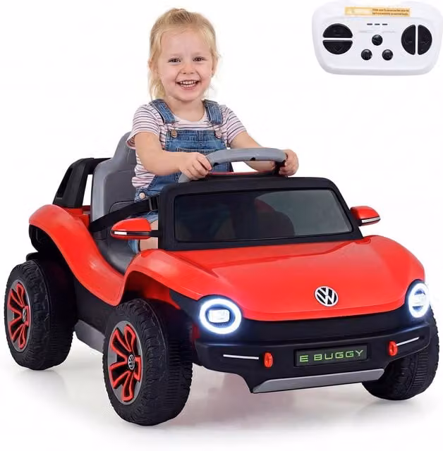 Costway Licensed Volkswagen Electric Ride on Car with Light and Sound, Red