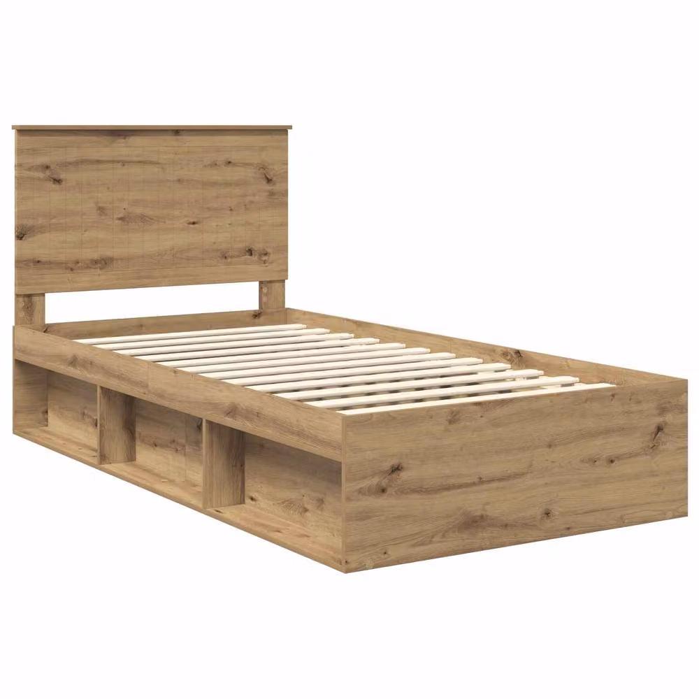 Berkfield Home Artisan Oak Bed Frame in Brown, W/D/H: 100 x 200 cm – 2