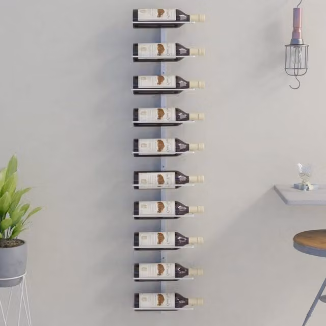 Berkfield Home Wall-mounted Metal Wine Rack in White for 10 Bottles