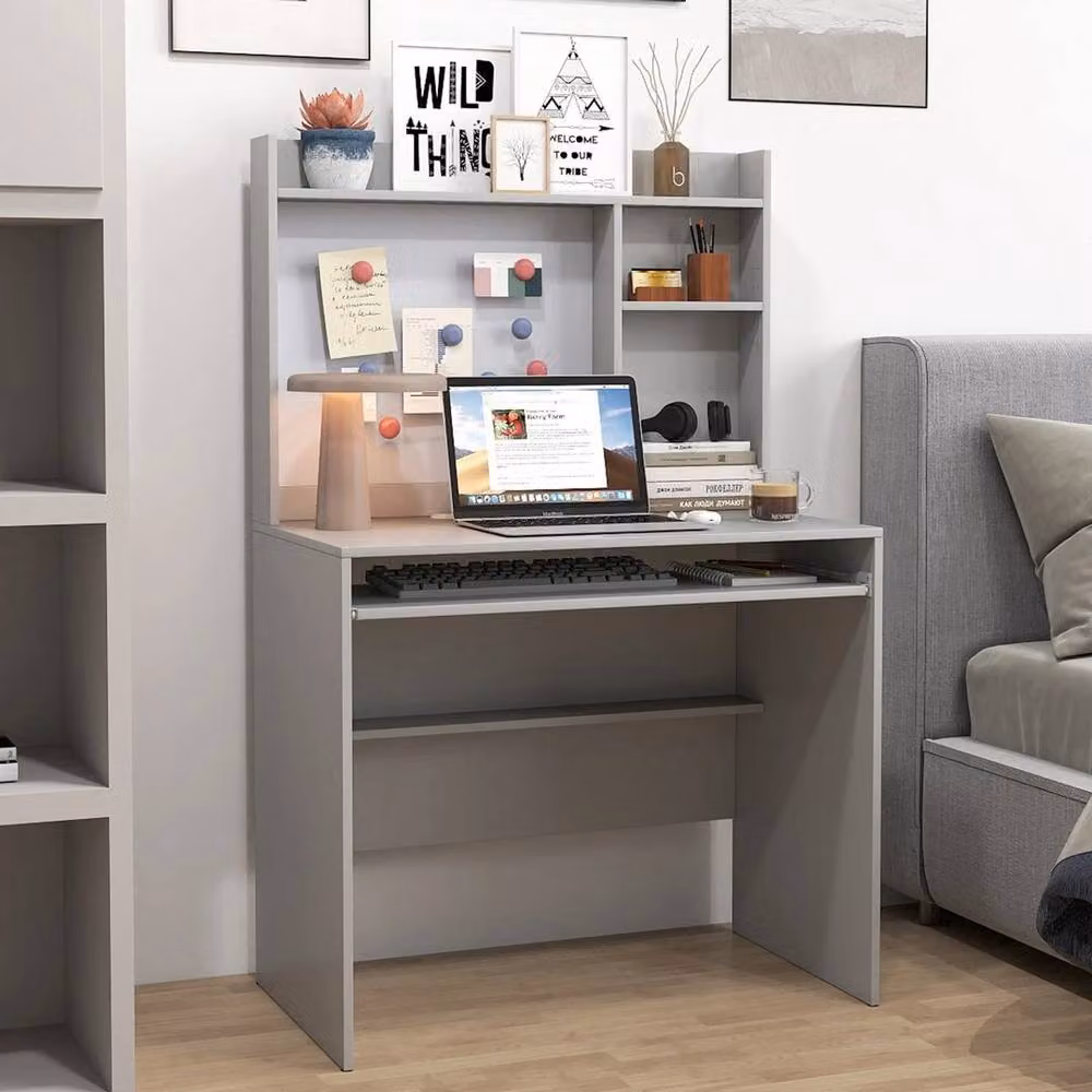 KORVIXA Modern Grey Computer Desk for Home Office and Bedroom, W/D/H: 100 x 100 x 138 cm – 2