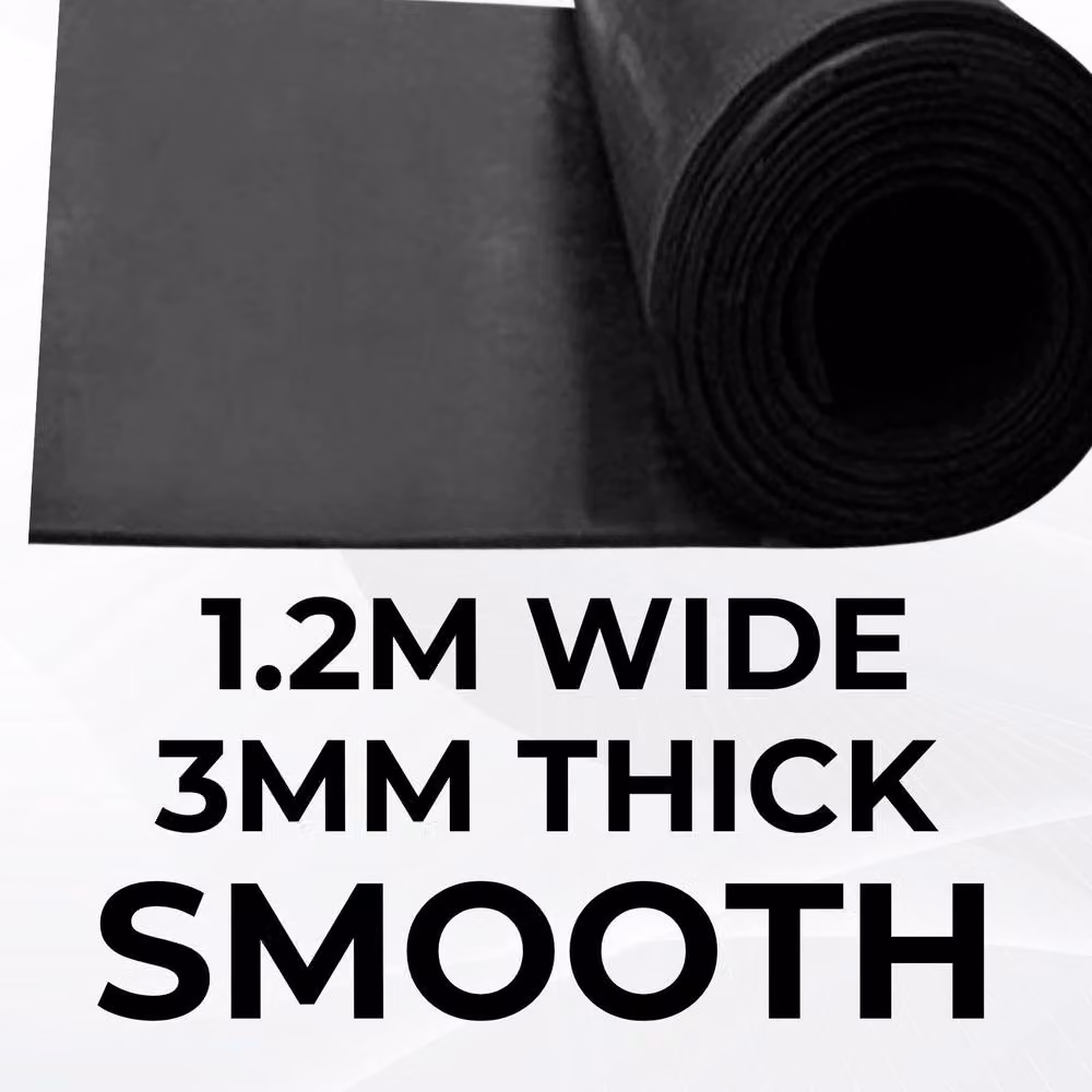 Ark Mat Smooth Rubber Flooring Matting, Black, W: 120 cm, D: 400 cm, H: 0.3 cm – 7