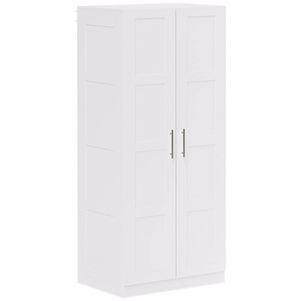 Wyld Haus Coravello 2 Door White Wardrobe with Soft Close Hinged Doors, Hanging Rail and Internal Shelves, H 180 x W 80 x D 53.5 cm – 2