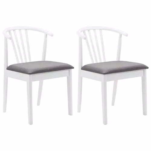 vidaXL Set of 2 Dining Chairs in White and Grey Solid Rubberwood with Armrests – 1