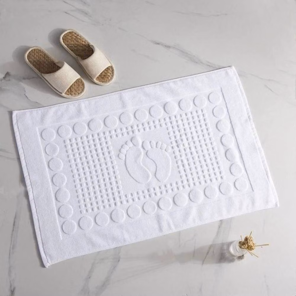 PAWNORA Non-Slip Water Absorption Bathroom Mat in White, Semicircular, W: 127 cm, D: 67 cm – 2