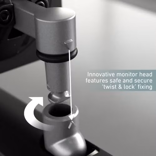 Miro Dual Monitor Arm Desk Mount in Black, VESA Compatible Double Monitor Stand with C-Clamp and Adjustable Gas Spring Arms for 17–32 inch Screens – 3