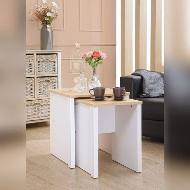 Comfy Living Ltd Modern White Wooden Nest Of Tables – 1
