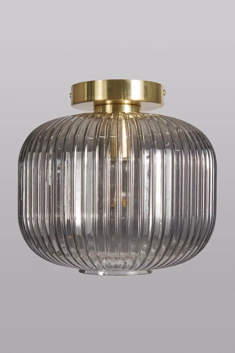 BHS Lighting Lyna Flush Ceiling Light in Gold and Brass with Transparent Glass – 1