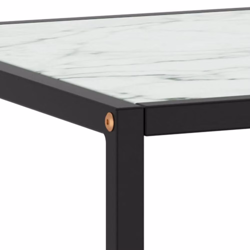 Berkfield Home Modern Square Coffee Table with Black and White Marble Glass, W/D/H: 90 x 90 x 50 cm – 2