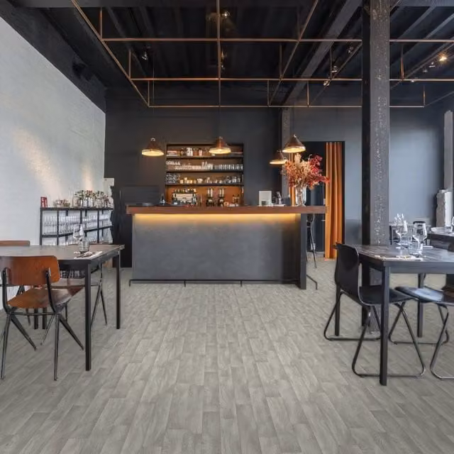 Komscape Grey Wood Look Industrial Plank Vinyl Flooring