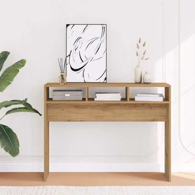 Berkfield Home Artisan Oak Console Table in Brown, W/D/H: 105 x 30 x 80 cm