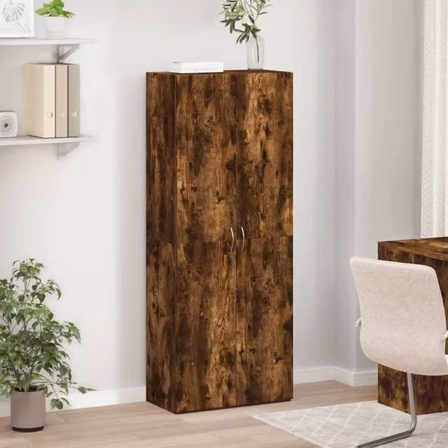 Berkfield Home Durable Smoked Oak File Cabinet in Brown, W/D/H: 60 x 32 x 153 cm