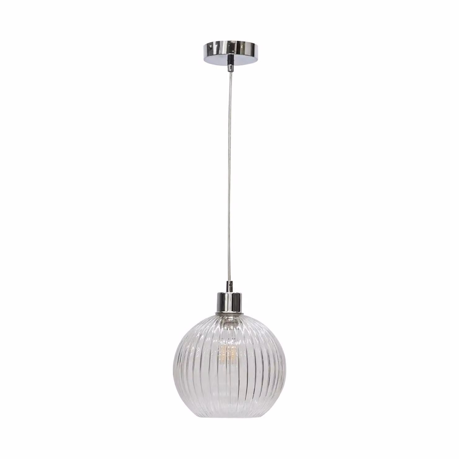 First Choice Lighting Polished Chrome Ceiling Pendant Flex Suspension Kit for E27 Shades in Silver – 1
