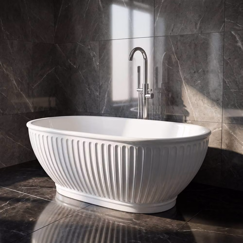 Balterley Iverley Contemporary Luxury Oval Thin Rim Double Ended Freestanding Bath in White W: 168 cm, D: 75 cm, H: 57 cm – 1